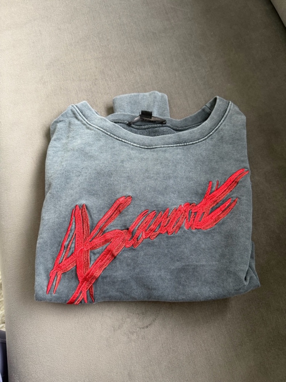 AllSaints Slate Gray Crewneck Sweatshirt Cropped
